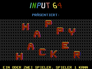 Hacker title screen for Commodore 64